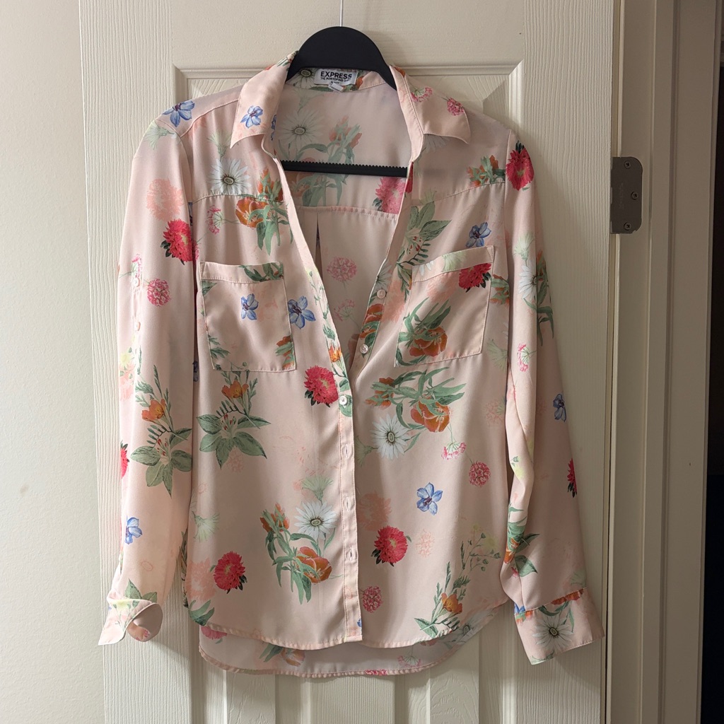 Express Floral Blouse In Pink And Red